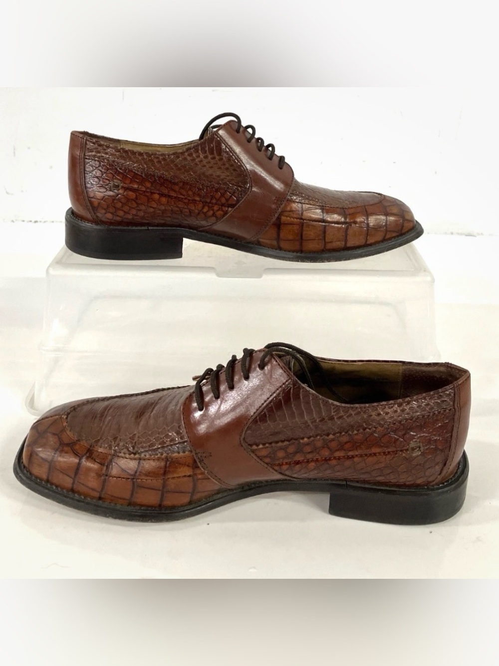 Stacy Adams Genuine Snake Skin Dress Shoes Mens Size 8 Brown Exotic Lace Up